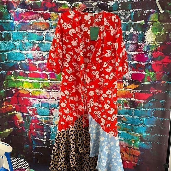 NWT Rixo London Noleen Paneled Printed Silk Crepe Wrap Dress Size XS - Picture 1 of 8